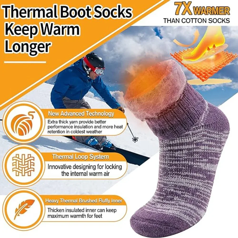 3 Pairs Warm‎ Thermal Socks  Winter Ski Thick Boot Insulated for Men and Women